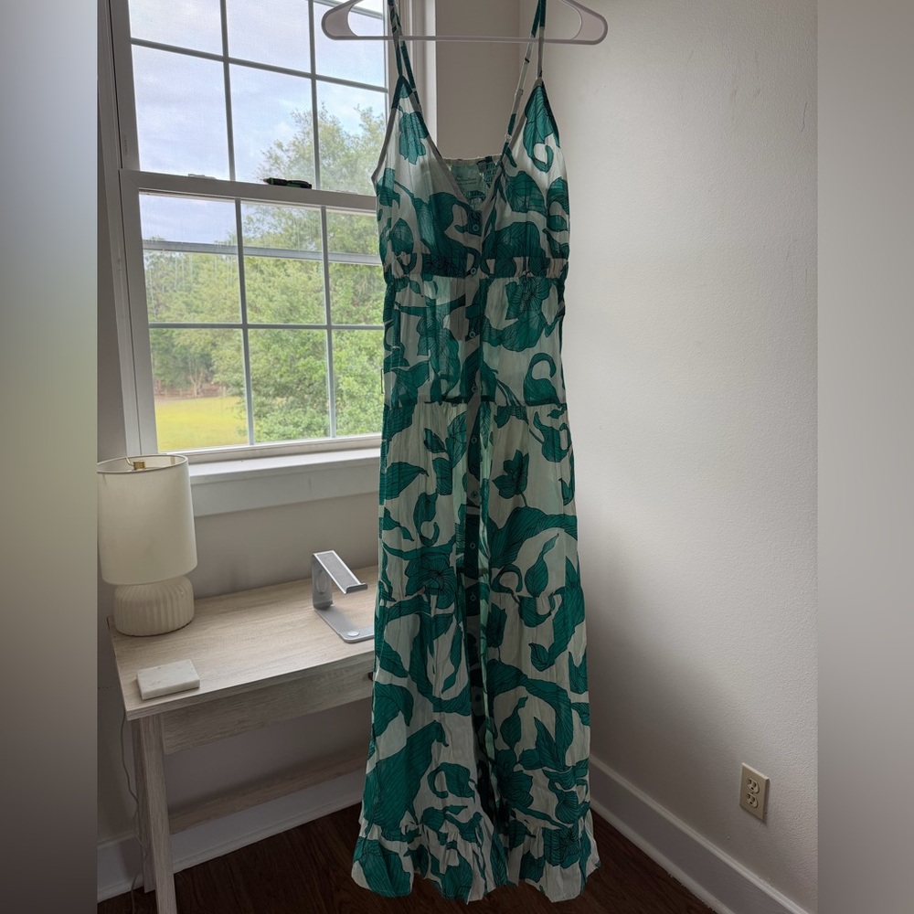 Green Floral Tiered Maxi Dress - Unbranded
